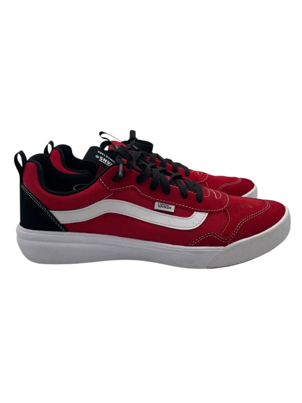 Vans Men's Filmore Red/Black Leather Tipped Canvas Mix Tennis Shoes - Size 12
